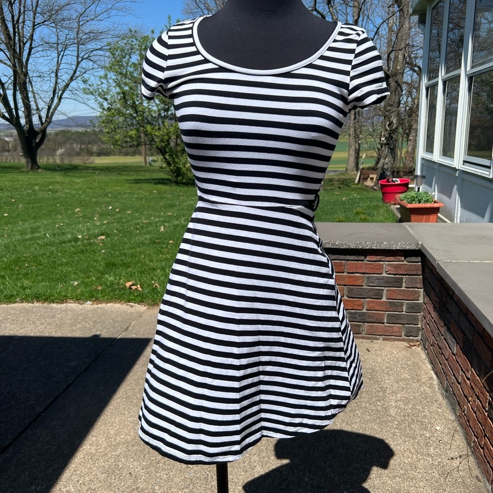 B&W Striped Skater Dress